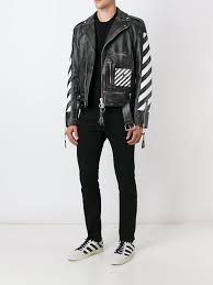Off White Arrow Print Biker Jacket Jackets Arrow Print Biker Jacket