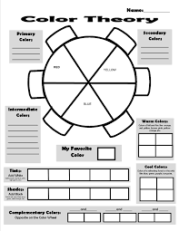 Color Theory Sheet Art Worksheets Color Theory Worksheet Art Handouts