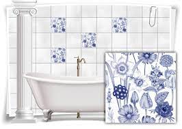 Statt alte fliesen von der küchenwand mit viel schmutz und lärm zu reißen, können sie diese einfach streichen. Fliesen Aufkleber Fliesen Bild Kachel Alt Blumen Blau Weiss Bad Wc Deko Kuche Medianlux Shop