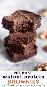 No Bake Walnut Protein Brownies Vegan Recipe Protein Brownies Walnuts Protein Desserts