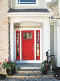 The red door has such a charming quality it almost feels like something out of a fairytale. Eye Catching Red Front Door Craftsman Front Doors Exterior Doors Front Door Design