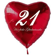 Jemand aus ihrem freundeskreis oder ihrer familie hat geburtstag und sie überlegen sich sprüche zum 21. Grosser Herzluftballon Zum 21 Geburtstag 61 Cm Ohne Helium