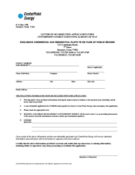Fillable Online Letter Of No Objection Application Form Centerpoint Energy Fax Email Print Pdffiller