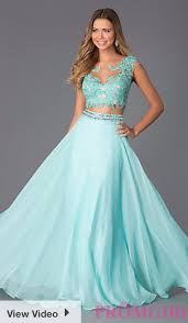 Aqua Two Piece Prom Dress Cute Prom Dresses Prom Dresses Designer Prom Dresses