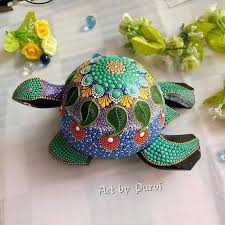 Coconut Shell Turtle Handpainted Turtle Handmade Gifts Unique Art Housewarming Gift New Year Symbolic Art Dotmandala Pointillism Mlothersday Symbolic Art Turtle Crafts Turtle Painting