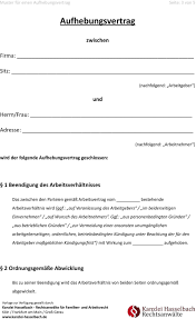 Bei der suche nach einer anderen beschäftigung entfalten muss, . Musteraufhebungsvertrag Pdf Kostenfreier Download