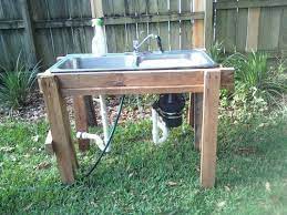 50/50 double bowl workstation kitchen sink with faucet and accessories: Thank You For The Outdoor Sink Idea