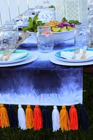 Diy Tie Dye Table Runner With Tassels Tie Dye Diy Fourth Of July Decor Tie Dye Party