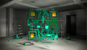 Bidicubes Installation Qr Code Business Card Code Art Interactive Walls