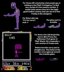 Go! minigame is the only death minigame in which letters are not called out in the background. Pretty Sure Purple Guy Is Holding The Camera Monitor In The Save Them Minigame Fivenightsatfreddys