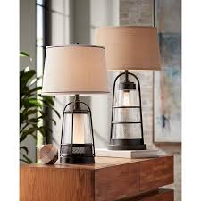 Hugh 26 High Bronze Lantern Table Lamp With Night Light 16g30 Lamps Plus Lantern Table Lamp Rustic Table Lamps Table Lamp