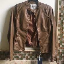 Brown Leather Jacket With Zipper Details Leather Jacket Brown Leather Jacket Jackets