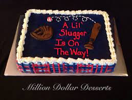A Lil Slugger Baby Shower Cake W Madras Plaid Lil Slugger Baby Shower Baby Shower Cakes Baseball Baby Shower