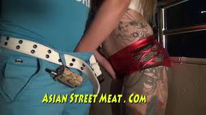 Teen Thai blonde chick with hot tattoo is fucking white guy