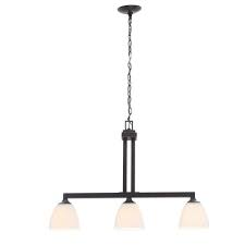 Hampton Bay Mattock 3 Light Oil Rubbed Bronze Kitchen Island Light With Glass Shades Hdp12058 The Home Depot Bronze Kitchen Island Lighting Oil Rubbed Bronze Kitchen