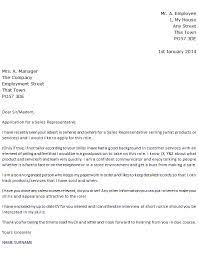 Sales Representative Job Application Cover Letter Example Icover Org Uk