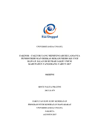 Diajukan sebagai salah satu syarat. Rekam Medis Archives Universitas Esa Unggul