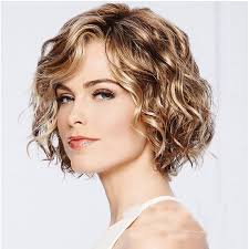 Blonde Gold Brown Short Natural Wavy Curly Wig Women's Synthetic Hair