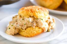 Image result for sausage gravy biscuits
