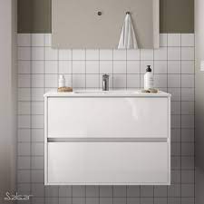 Dans l'univers du meuble salle de bain, le meuble vasque fait partie des incontournables pour aménager son intérieur. Ensemble Meuble De Salle De Bain 80cm 2 Tiroirs Blanc Et Vasque Porcelaine Noja Salgar 85044 Vita Habitat