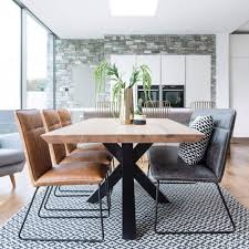 Dine like a king with these stylish, comfortable & upholstered dining leather chairs at alibaba.com. Theodore Wood 200cm Dining Table Clarence Grey Bench 4 Tan Chairs
