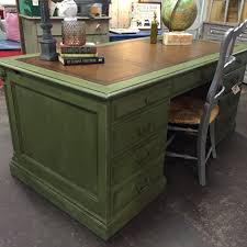 Olive Executive Desk Painted Furniture Desk Painted Office Furniture Repainted Desk