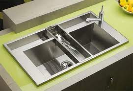 The faucet matches the finish of the sink. Elkay Avado Accent Sink New Eft402211 Double Bowl 11 Deep Drop In Sink