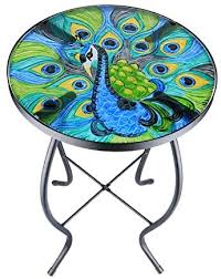 Simply place the clear glass on top of the geometric base and enjoy! Patio Side Table Plant Stands Outdoor Accent Table Small Mosaic Table Glass Top Round Balcony Coffee Table Rdsalespartner