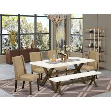 Suitable dining room table bench only on this page. East West Furniture 6 Piece Wooden Dining Table Set Dark Khaki Linen Fabric Seat And High Stylish Chair Back Dining Room Chairs A Rectangular Bench And Rectangular Top Wood Dining Table With Solid Wo