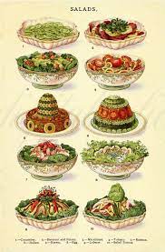 Vintage Salads Poster Antique Mrs B S Fancy Salads And Etsy Vintage Recipes Cooking Prints Fancy Salads