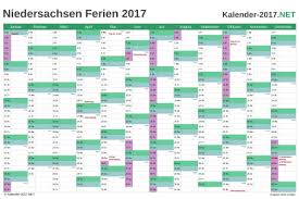 Für den druck in a5 oder a3 wählen sie beim ausdrucken das passende druckformat. Ferien Niedersachsen 2017 Ferienkalender Ubersicht