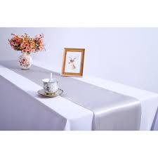 Fêtes de noël, anniversaire, baptême, communion, mariage etc. Chemin De Table Satin Argent Achat Vente Pas Cher