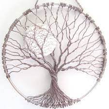 Calming Tree Wire Tree Of Life Wall Hanging Sun By Homebabycrafts Metal Tree Wall Art Wire Tree Sculpture Metal Tree
