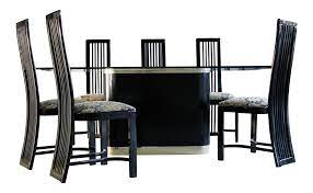 1980s Contemporary Pietro Constantini Black Lacquer Dining Table Chairs Set Of 7 Lacquer Dining Table Dining Chairs Black Dining Chairs