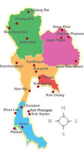 Map Of Thailand And Its Regions And Provinces Thailand Map Thailand Map