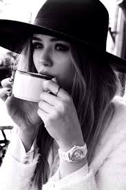 Black And White Woman Drinking Coffee People Drinking Coffee Stylish Hats Coffee Girl Beautiful Hats