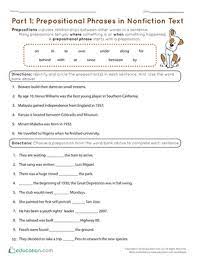 For example, we know 'to' is a preposition and we often see the. 4th Grade Prepositional Phrases Printable Worksheets Education Com