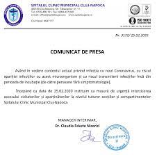 Directia de sanatate a judetului salaj ministerului sanatatii, reprezentand autoritatea de sanatate publica la nivel local care realizeaza politicile si programele nationale de sanatate, elaboreaza programe Comunicat De Presa Masuri Preventie Spitalul Clinic Municipal Cluj Napoca
