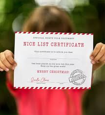 Select the things your child has to do or enter your own custom text. Free Printable Nice List Certificate Signed By Santa