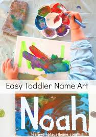 Simple art and craft ideas for kids. Easy Toddler Name Art Toddler Arts And Crafts Daycare Crafts Toddler Art