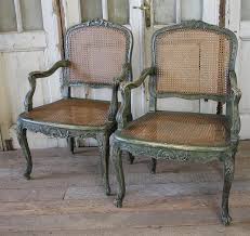 Full Bloom Cottage Antique French Chairs Green Chair Cane Furniture