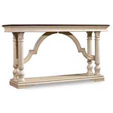 The stools all have a cushion top, upholstered in dusty white fabric. Hamilton Home Leesburg Console Table With Mahogany Veneers And Antique White Finish Sprintz Furniture Sofa Tables Consoles
