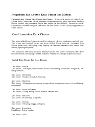 Apa contoh dari kalimat tersebut? Pengertian Dan Contoh Kata Umum Dan Khusus Docx