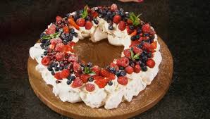 Mary Berry Christmas Pavlova Wreath Recipe The Great British Bake Off Christmas Masterclass Christmas Pavlova Christmas Pavlova Recipe Pavlova Recipe