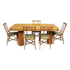 Antique inlaid bellflower mahogany georgian hepplewhite needlepoint accent chair. Vintage 1950s Mid Century Modern Bamboo Rattan Dining Set Chairish