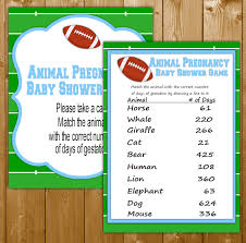 While the four quarters that make up a football game are 15 minutes long, the standard halftime is 12 minutes long. Animal Pregnancy Baby Shower Game Football Theme For A Boy Wittyprintables