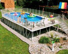An above ground pool deck is typically affordable, accommodating most budgets, depending on the type you choose. 79 Pool Ideas Backyard Pool Pool Landscaping Pool Decks