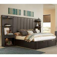 Precision Wood Upholstered Tall Platform Storage Bed Shown In Umber Tall Pier Nightstands Sold Separ Furniture Bed Frame With Storage Riverside Furniture