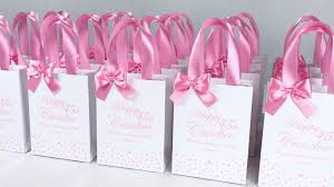 30 Birthday Gift Bags With Rose Pink Satin Ribbon Handles Bow Etsy Video Video Birthday Party Favors 40th Birthday Gifts Birthday Favors