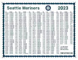 Mariners Printable Schedule